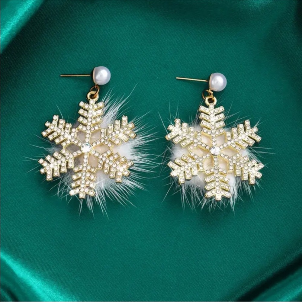 Women’s S 925 Snowflake Shiny Rhinestone Inlaid Dangle Earrings Christmas Gifts